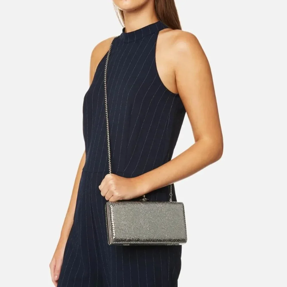 100% auth VIVIENNE WESTWOOD Verona Black Reptile Leather Box Clutch Bag - Picture 5 of 14